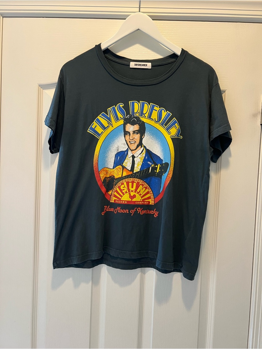 Daydreamer Elvis Presley Graphic Tee - Black with Blue, Yellow, Red Print